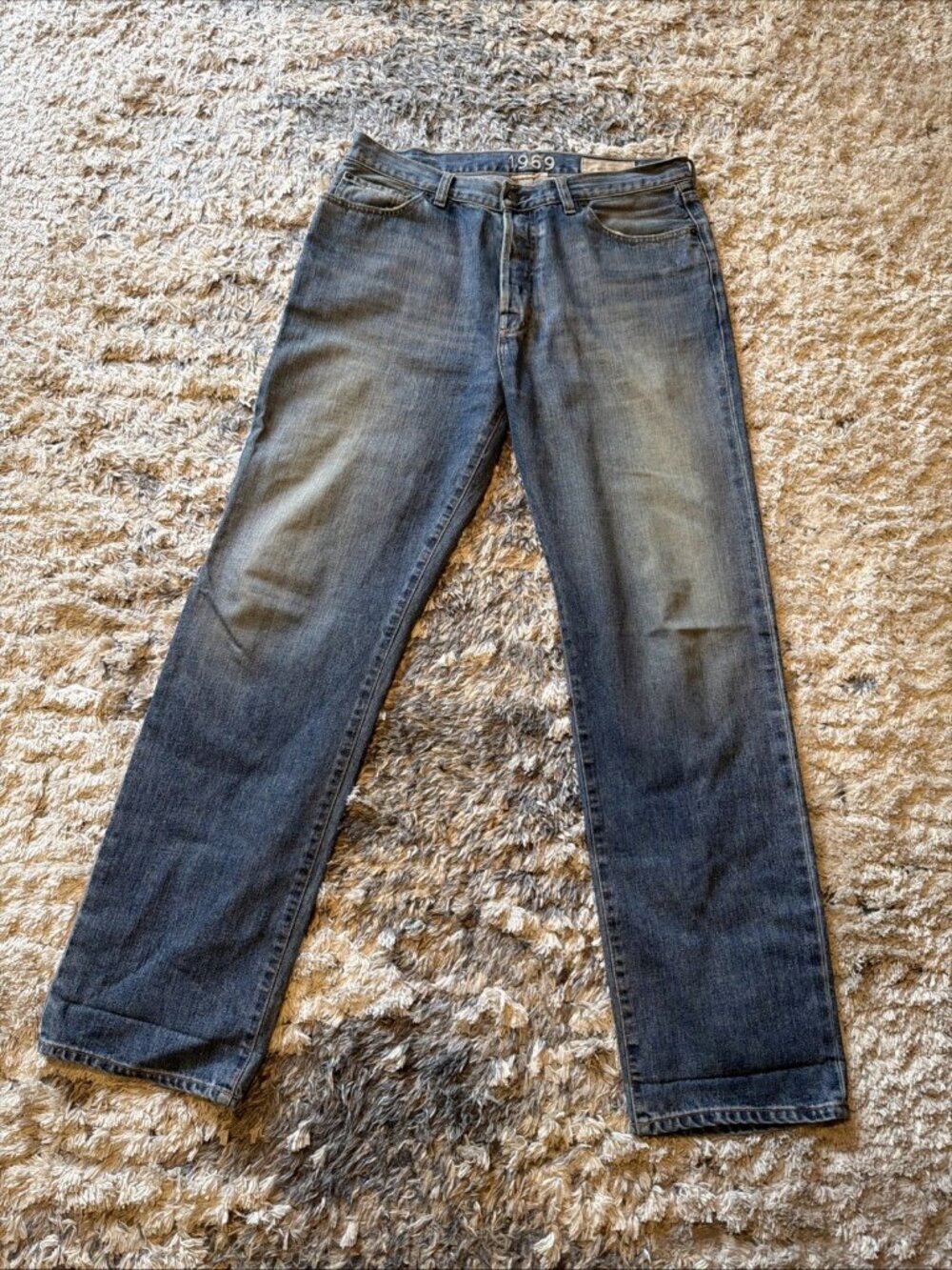 GAP 1969 Premium Blue Denim Cotton Button-Fly Jeans Men’s 35x32